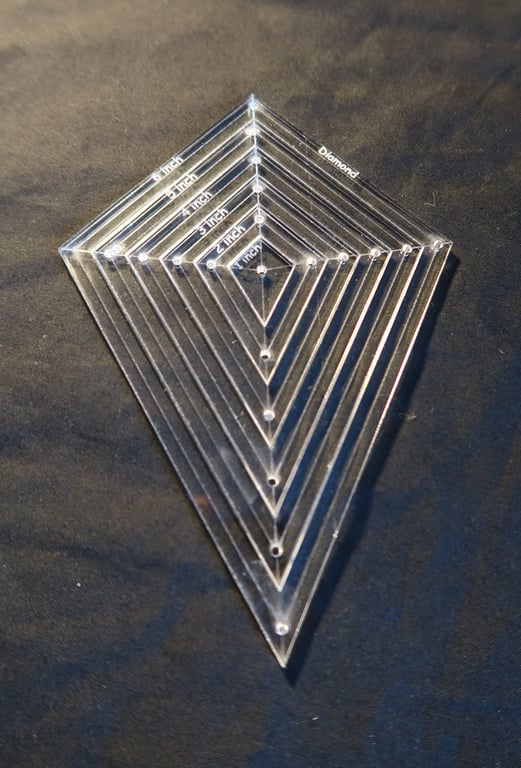 Diamond or kite quilting template set, 6 inches to 1 inch, quilt making, 4mm acr