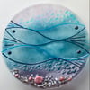 Handmade fused glass shallow bowl