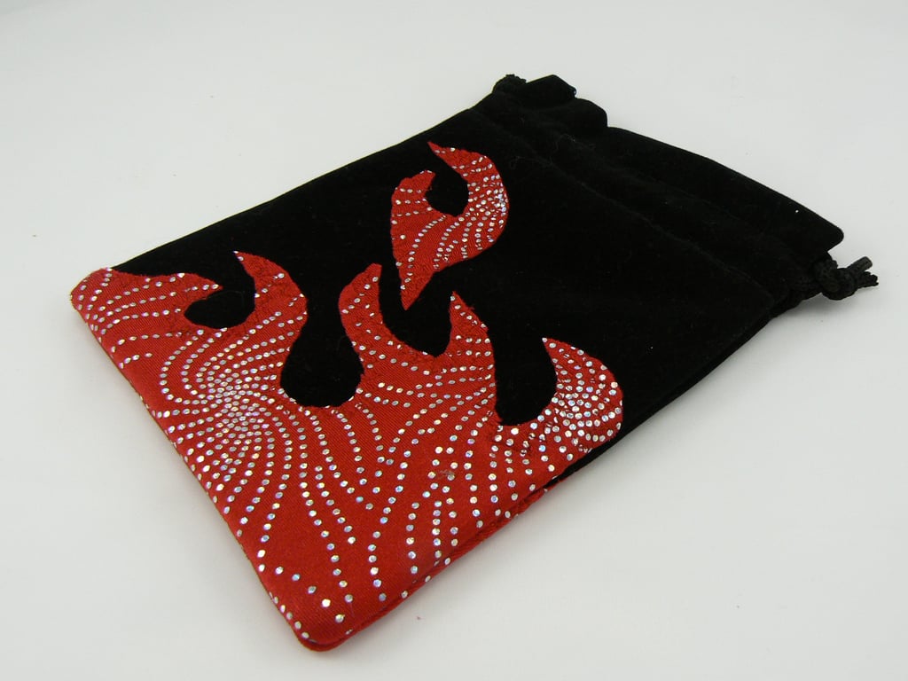 sparkly flame gift bag with hologram dots