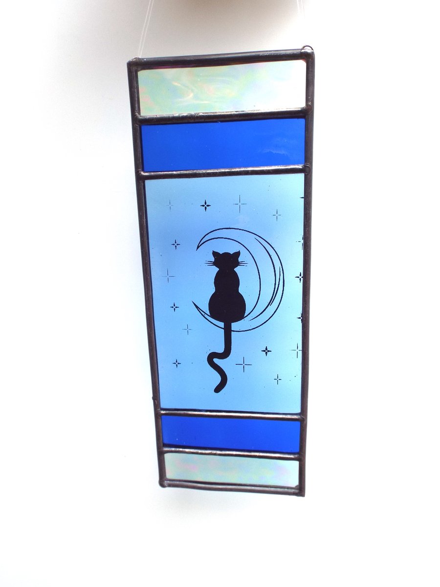 Stained Glass Screen Printed Cat Panel