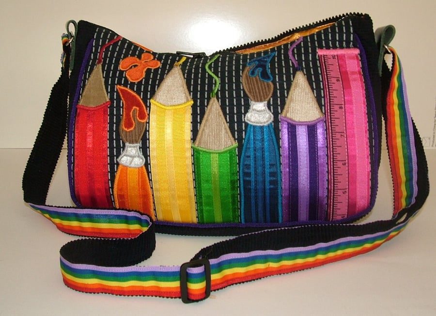 Small Rainbow ribbon Artist handbag
