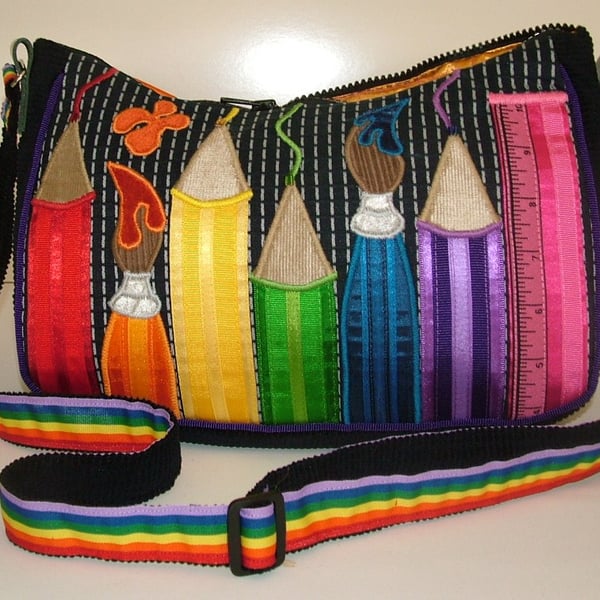 Small Rainbow ribbon Artist handbag