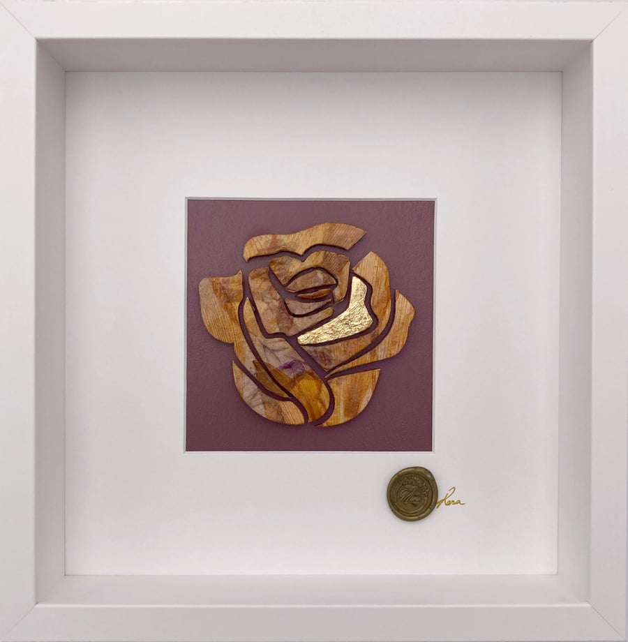 Marie, botanical artwork made of daylily and snapdragon petals