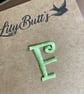 Embroidered Letter F Iron on Patch 3.5 cm x 2.5 cm Lime Green - Image 2