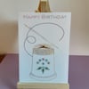 Thimble and Needle Sewing. Hand Embroidered  Birthday Card.