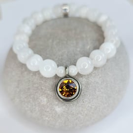 Birthstone NOVEMBER Bracelet, Topaz Swarovski Crystal, Women's Birthday Gift