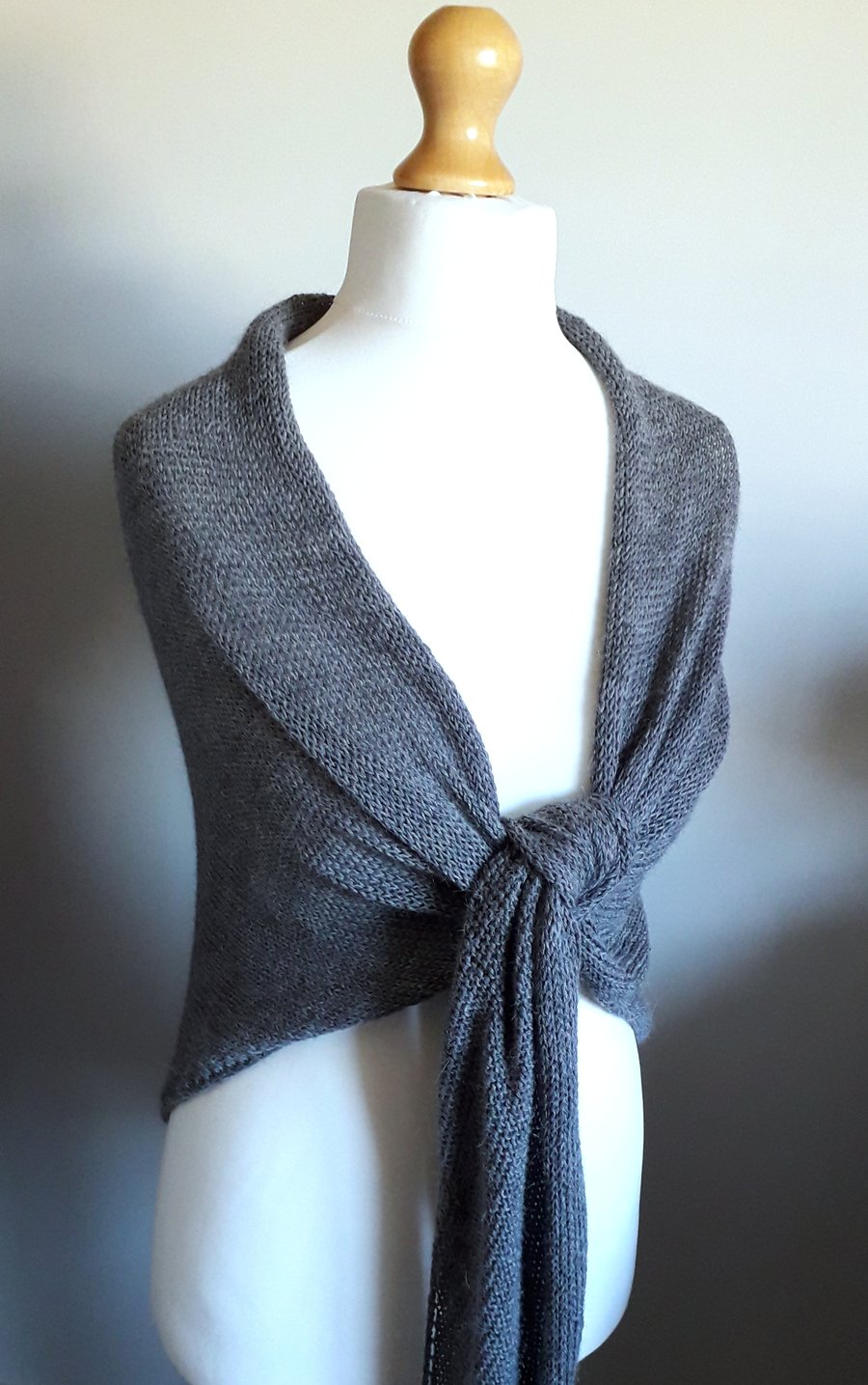 Large Alpaca Wrap, Shawl, Triangular - Grey