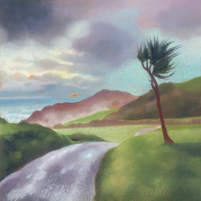 Devon landscape art card - Soar Mill Cove, Salcombe, seascape art card 