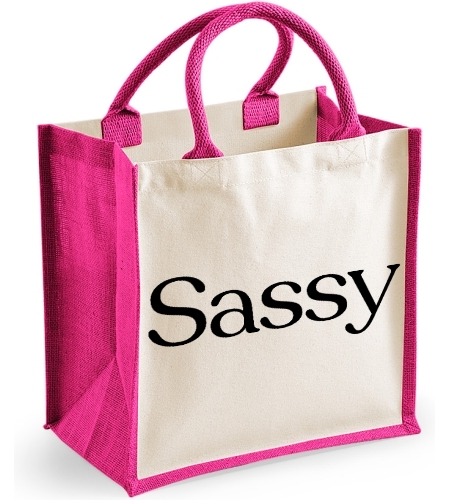 SASSY Funny  Midi Jute Canvas Bag Eco Friendly Gay Jute Bag