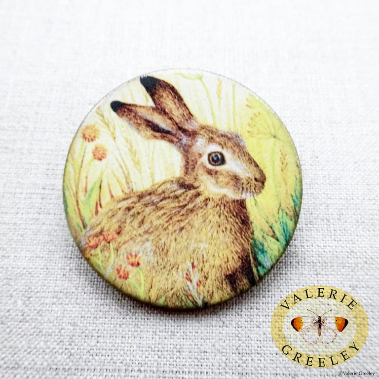 Hare ceramic brooch by Valerie Greeley