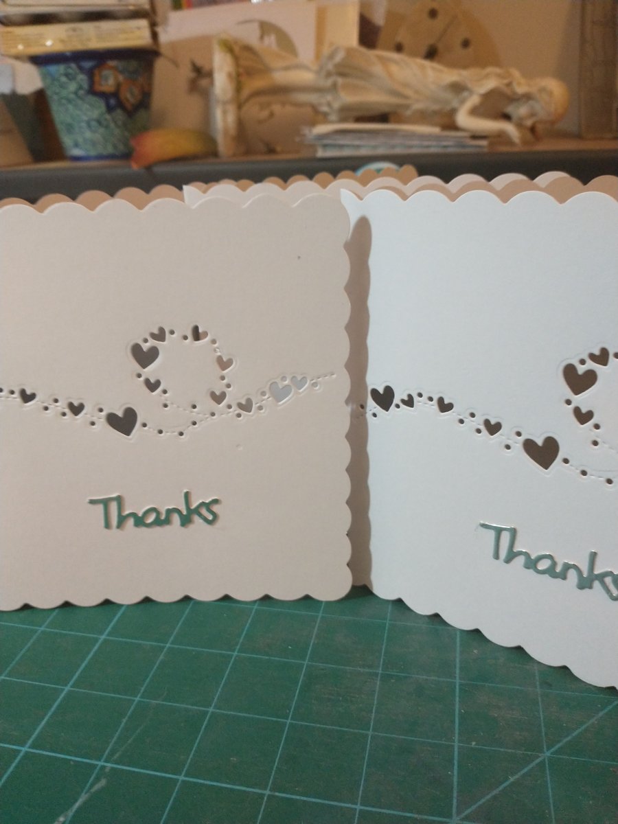 Pack of 3 silver heart thank you cards
