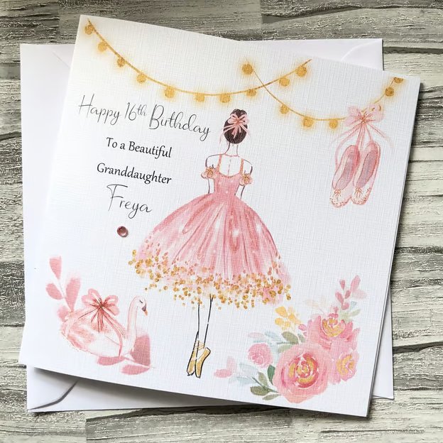 Ballerina Birthday Card For Her Girls Birthday Gift Happy Birthday