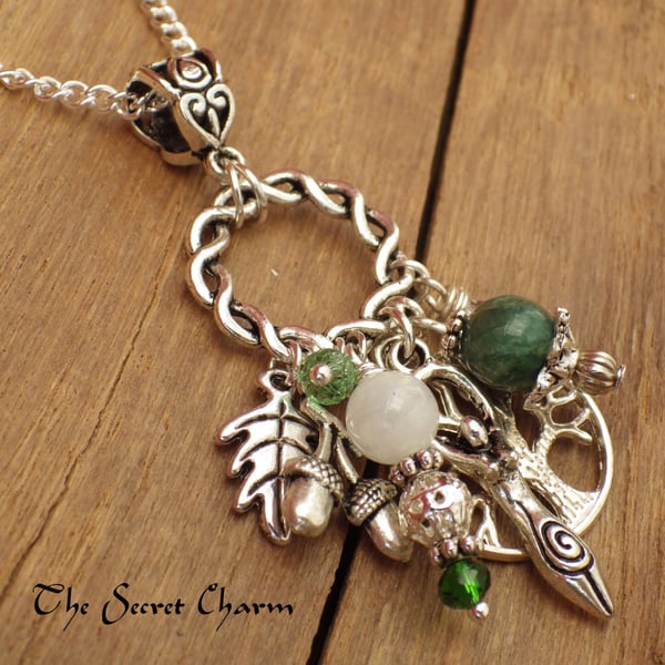 'Daughter Of The Forest' Cluster Pendant Necklace, Gemstone Necklace