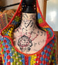 Rainbow Hooded Crochet Long Line Pullover 