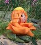 Tiny Blossom Gnome 'Marigold' flower tableau OOAK Sculpt by Ann Galvin - Image 4