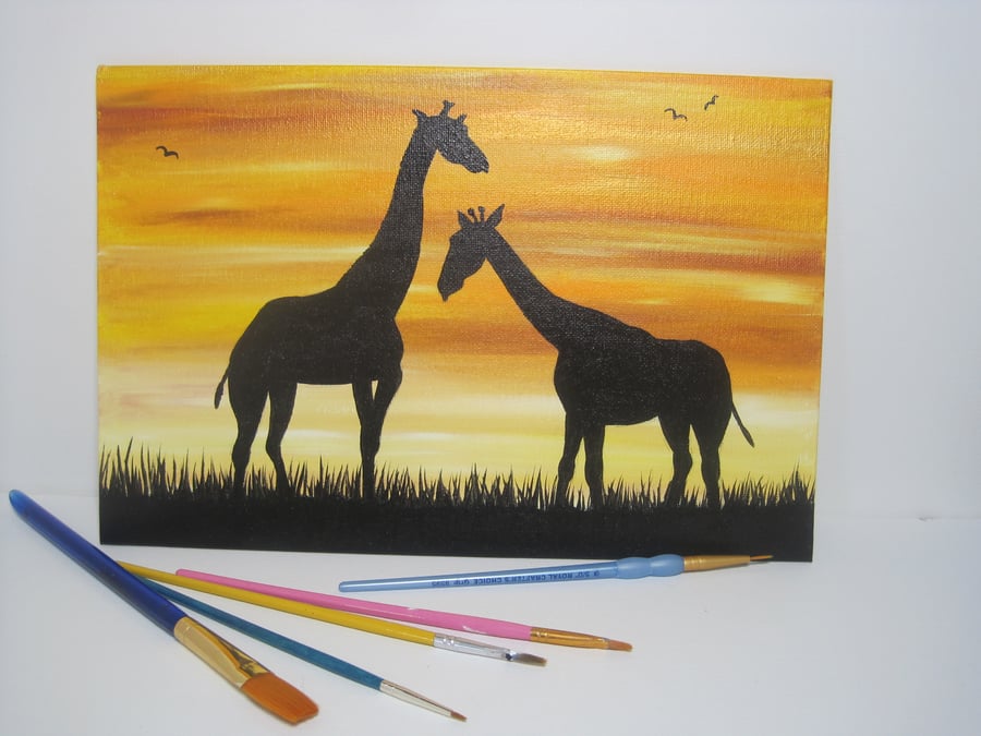 Giraffe Silhouette Original Painting