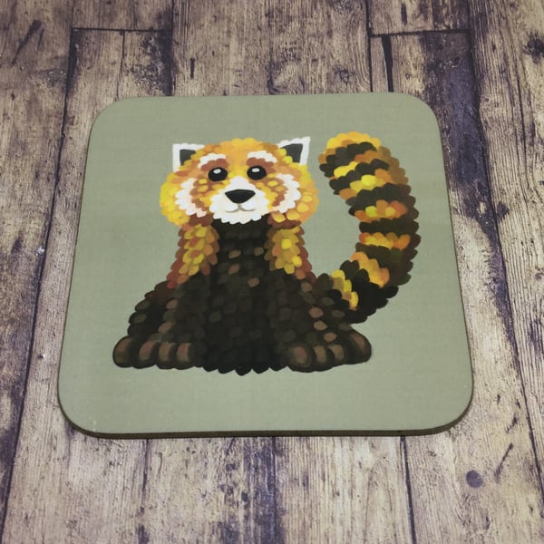 Red Panda Square Coaster