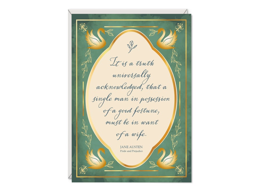 Jane Austen Greetings Card Literary Gift - Pride and Prejudice Card