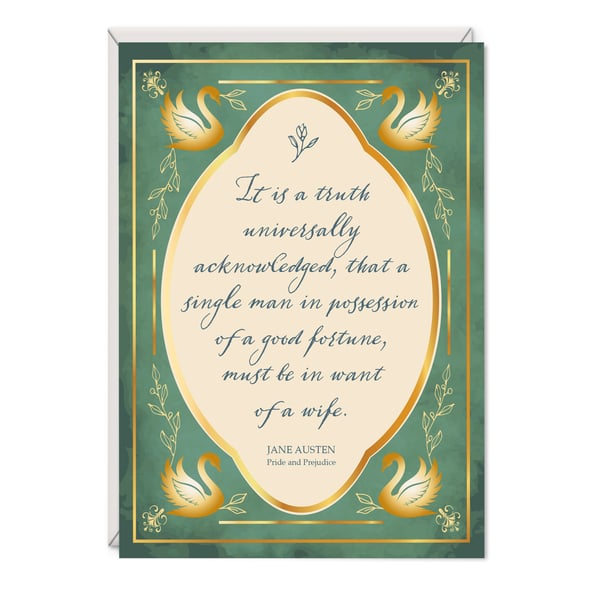 Jane Austen Greetings Card Literary Gift - Pride and Prejudice Card