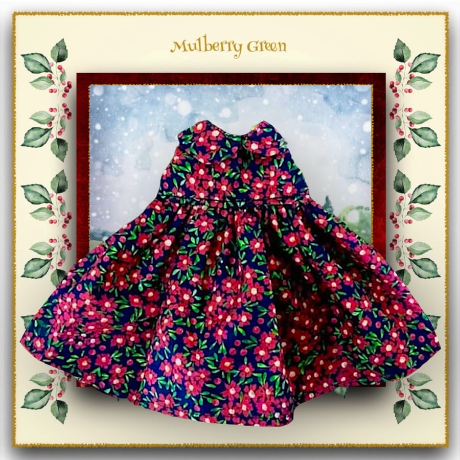 Navy and Red Flowered Dress