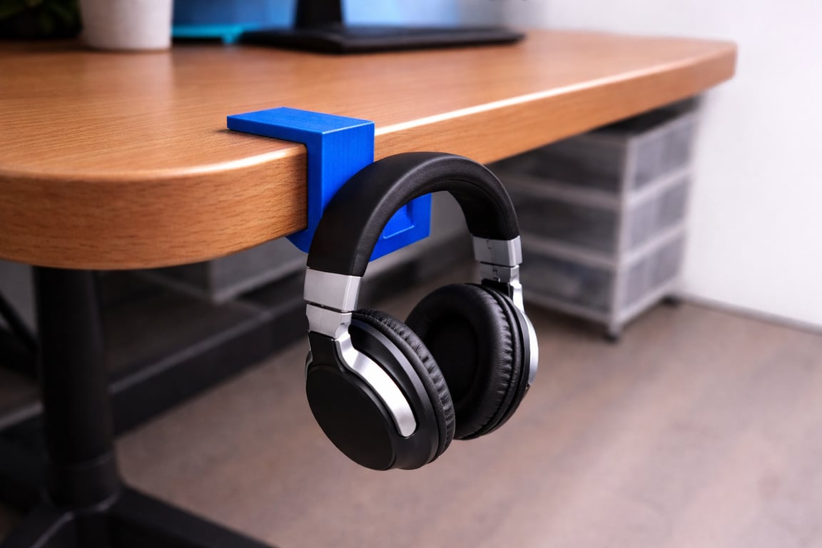 Universal 3D Printed Desk Headphone Holder Hook 65 - 50 - 20 mm