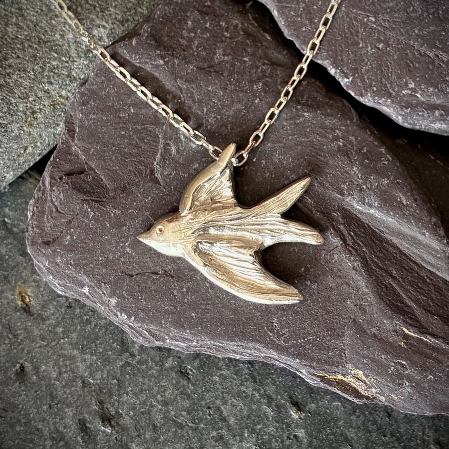 Sterling silver swallow pendant