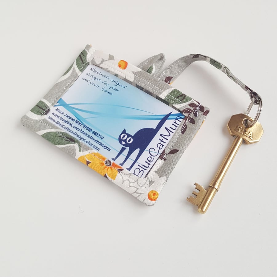 Pretty ID holder with key ring, Teacher Gift - Free P&P 