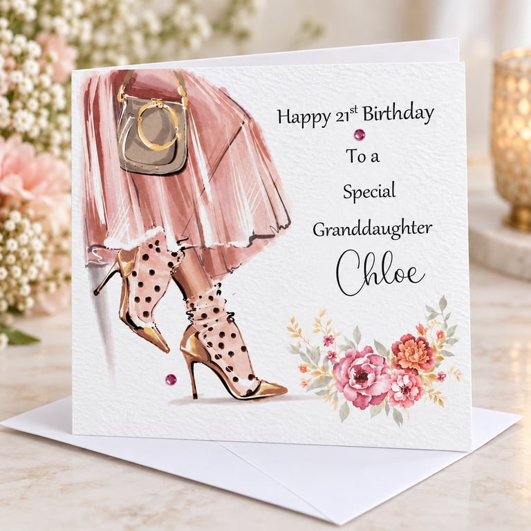 Pretty Pink Fashion Birthday Card Handmade and Personalised