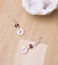 Pink button earrings with purple faceted beads - Image 3