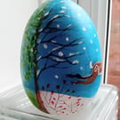 Wooden hand painted Easter Egg Winter to Spring 