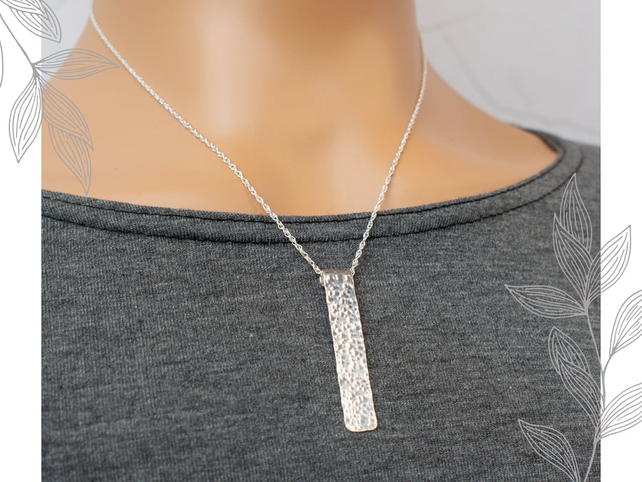 Modern Minimalist Hammered Silver Necklace