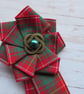 Bruce Red Tartan Ribbon Ruffle Rosette Mini Brooch Pin  - Image 5
