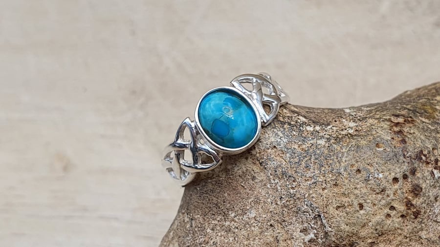 Celtic knot Turquoise ring. December Birthstone