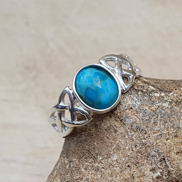 Celtic knot Turquoise ring. December Birthstone