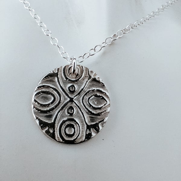 Fine Silver Pendant Necklace- Aztec