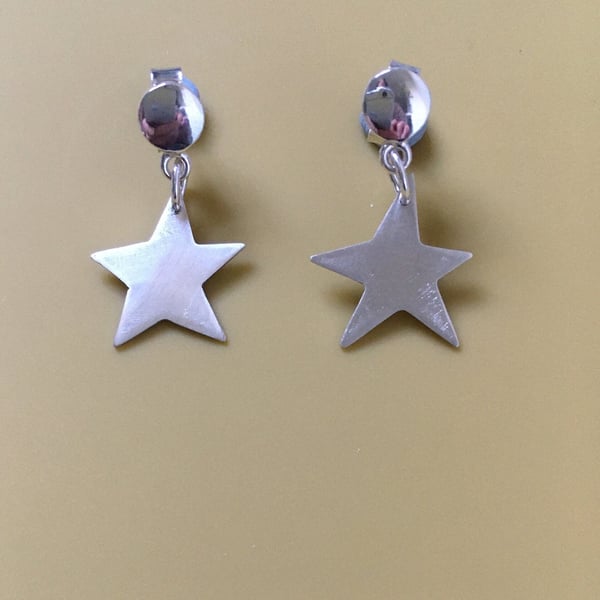 Fallen stars - hand sawn recycled silver twinkling star stud earrings