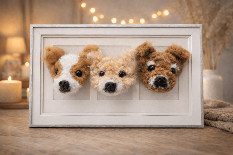 Personalised 3D Dog Replica Frame – Three Dogs 