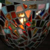 Multicoloured mosaic stained glass T-light candle vase