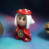 Tiny Toadstool Gnome with fly agaric hat 'Sadie' OOAK Sculpt by Ann Galvin