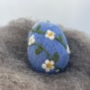 Felted Easter Egg, Needle Felt Easter Decoration, Blue, Daisy, Flowers