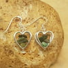 Minimalist heart Raw Emerald earrings. Sterling May birthstone