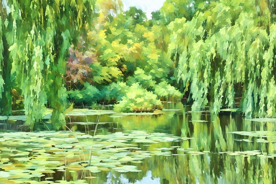 A4 Print Of Willows Gooderstone Water Gardens Norfolk 
