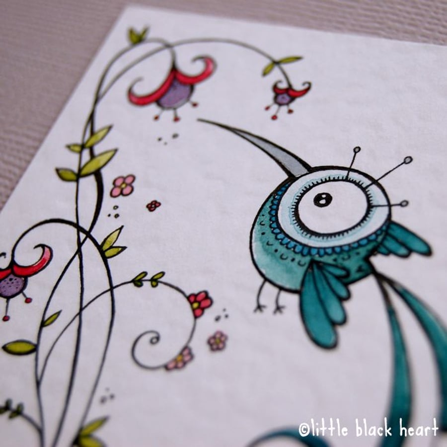 little hummingbird - original aceo