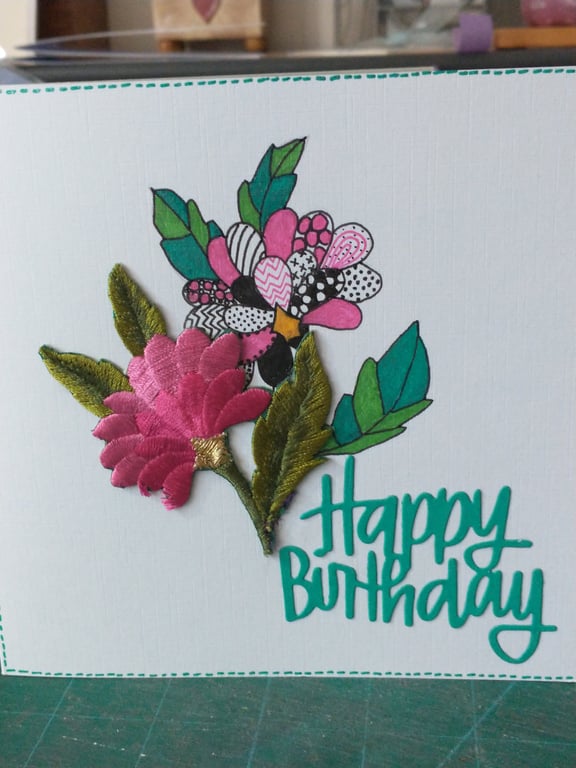 Fantasy pink birthday card 