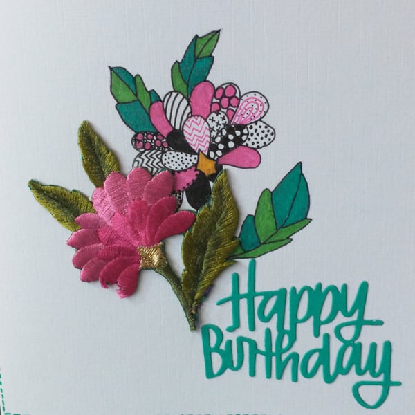 Fantasy pink birthday card 