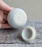 Very small handmade ceramic snowball lidded pot, mini snowman with twig arms - Image 6