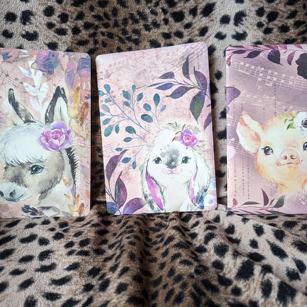 3 Pack Darling Baby Farmyard Animals Children's Notebooks plus Bookmark