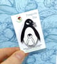 Penguin Pin Badge, Penguin with Chick, Wooden Bird Brooch,  - Image 1