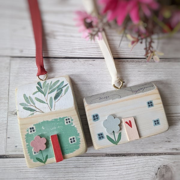 Little Spring House Hanging Decorations Set of Two