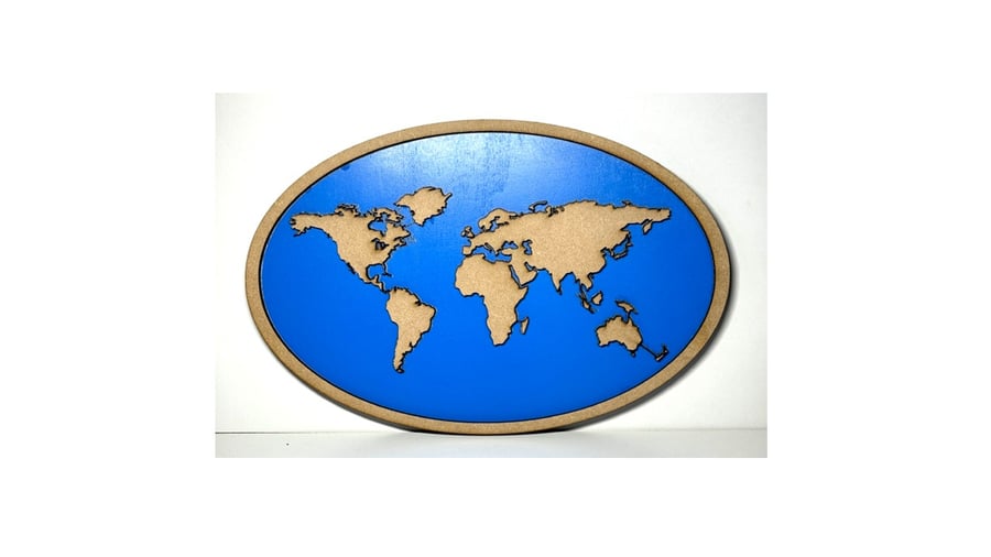 Oval World Map – Elegant Wooden Wall Art